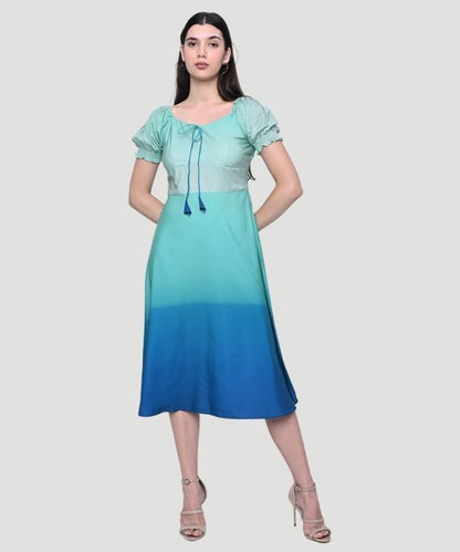 Women's Multicolor Ombre Fit & Flare Midi Dress